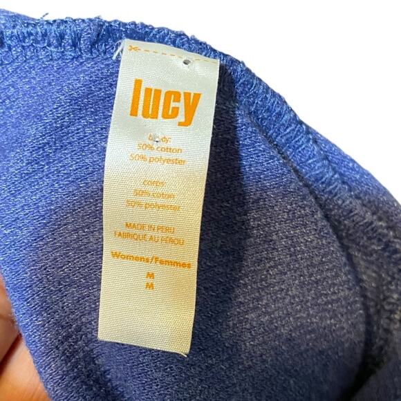 Lucy Blue Lean and Mean Cinch Pullover Funnel Neck Sweatshirt Size Medium - Picture 7 of 7